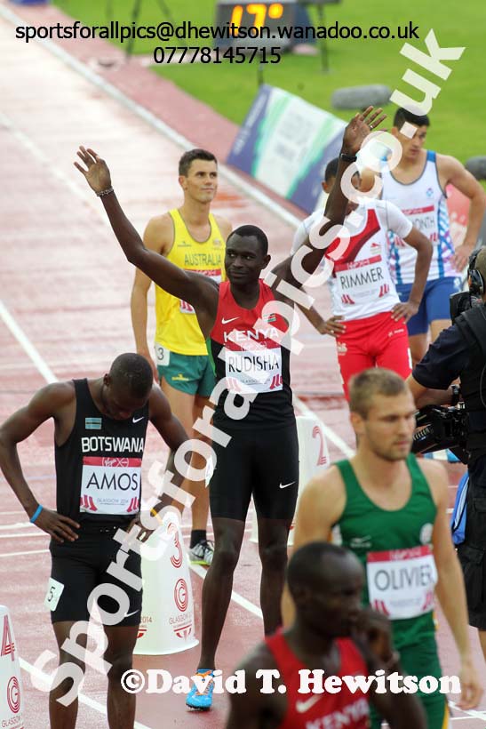 David Rudisha (Kenya) before the start of the 800 metres at the Commonwealth Games, Glasgow. Photo: David T. Hewitson/Sports for All Pics